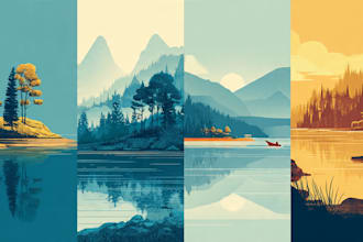 create minimalist landscape illustrations and posters