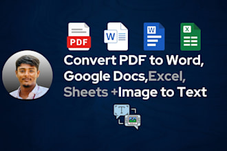 convert PDF to word, excel and google sheet, image to text