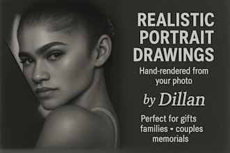 hand draw charcoal portraits