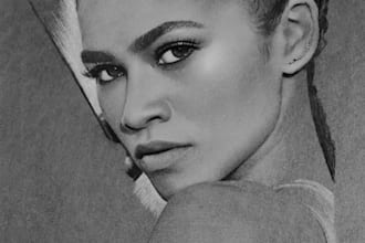 hand draw charcoal portraits