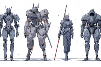 do anime style mecha robot illustrations