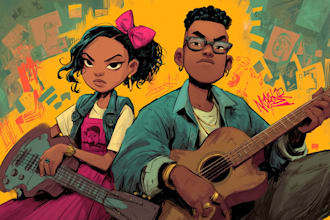 draw cartoon music album cover art, single artwork