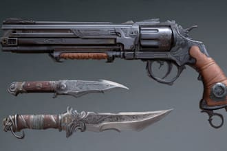 draw custom weapon gun, knife or itens, finished 2d concept