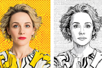 draw pop art portrait in roy lichtenstein style