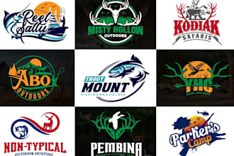design a professional outdoor hunting and fishing logo within 24 hours