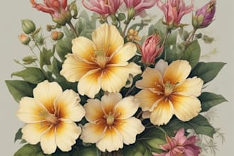 draw botanical illustration of plant illustration