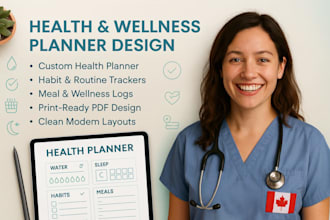 design wellness planner, fitness planner, canva health planner, nutrition plan