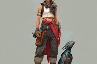 a sci fi character illustration or sci fi character