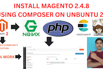 install magento 2 with opensearch, sample data, themes