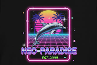 design an aesthetic vaporwave or y2k t shirt logo