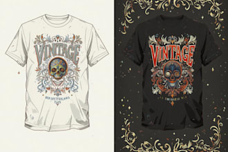 draw vintage retro t shirt clothing illustration design