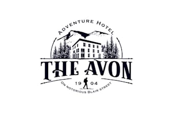 do ideal logo for boutique adventure hotel in the mountains