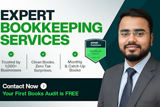 do quickbooks cleanup and bookkeeping,as a quickbooks expert
