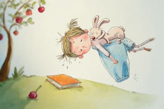 draw watercolor illustrations for children book and kids story book, cover art