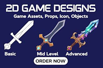 make custom 2d game assets, icons, props, and objects for game art