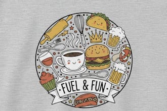 design food and drink niche doodle t shirt logo