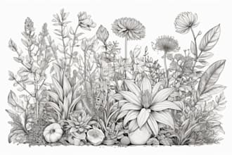 create amazing botanical vector line art illustration