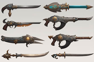 design unique weapons illustrations, assets and props