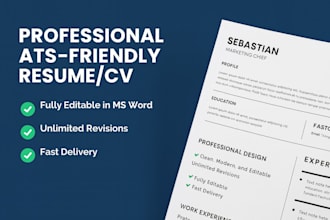 create a professional ats friendly ms word resume, CV