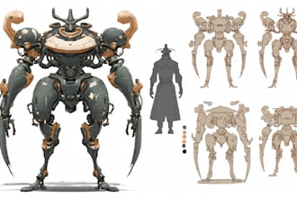 draw mecha gundam and humanoid character concept for you