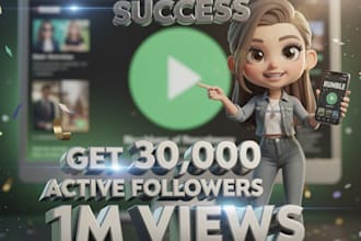 promote rumble video to get 30,000 active followers and 1m views
