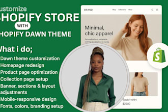 customize shopify dawn theme, product pages and redesign shopify store layout