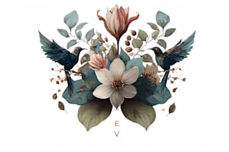 design a unique botanical boho logo