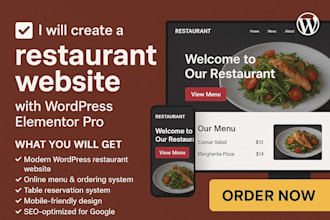 create a modern restaurant website in wordpress with online menu and reservation
