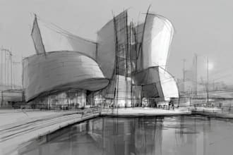 draw digital sketch building,