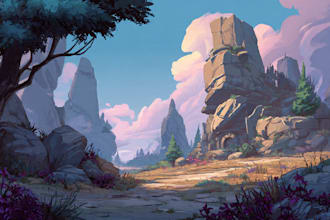 create stylized environment concept art, fantasy background