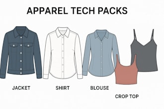 do apparel tech packs for jackets, shirts, blouses, crop tops and fashion tops