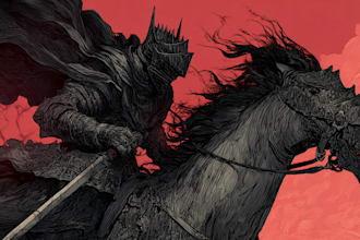 draw custom dark berserk style art in high quality