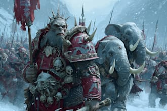 create a sci fi character art inspired by warhammer style