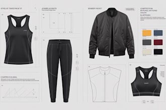 create pro apparel tech packs for tops, bottoms, outerwear, activewear and more