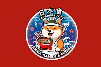 make japanese food dog unique style mascot logo design service
