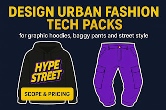 design urban fashion tech packs for graphic hoodies baggy pants and street style