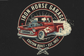 make custom awesome racing car logo with t shirt design for business