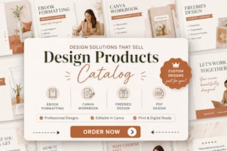 design products catalog, ebook formatting, freebies, canva workbook, pdf design