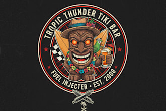 make awesome unique tiki ber mascot logo design with company