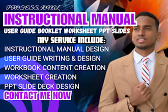 design instructional manual, user guide, workbook, worksheet
