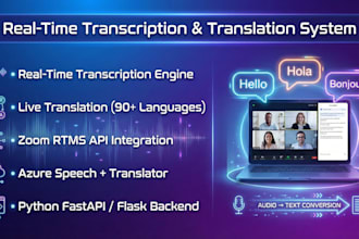 build real time zoom transcription and translation multilingual system