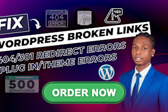 fix broken links, 403 forbidden, 404 error, 301 redirect, technical issues