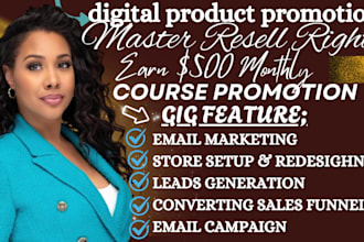 do master resell rights, setup sales page, email marketing for passive income