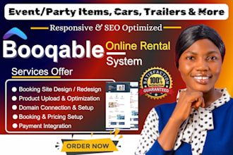 setup trailer, event equipment booqable online booking rental website design SEO