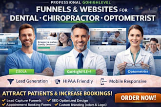 design gohighlevel dental website ghl chiropractor website optometrist funnel