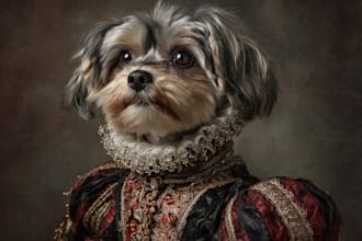 create custom royal pet portrait in high quality