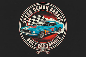 do custom awesome racing car logo with t shirt design for business
