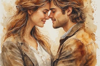 design a hand painted couple artwork