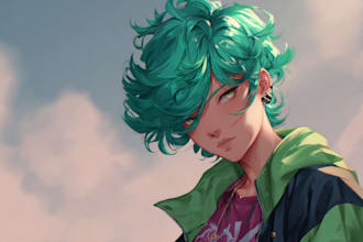 make illustration a roleplaying character in anime art style