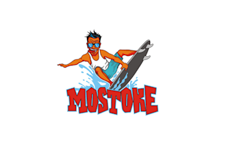 create super a funny caricature logo for a surfing website